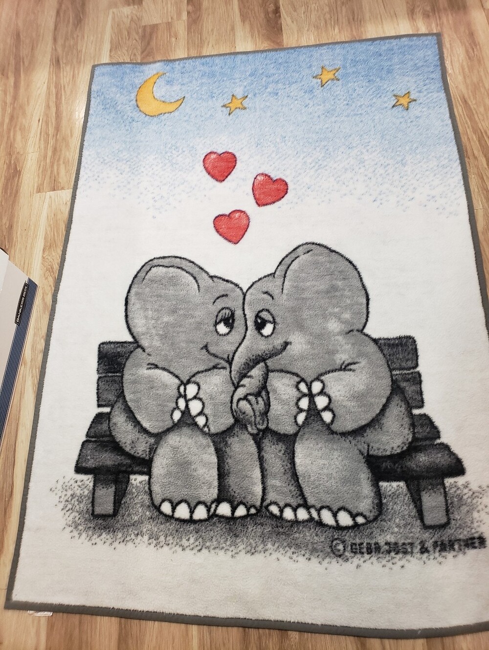 Vintage 80's Biederlack Elephant Blanket Collectable 75in Long 54in Wide